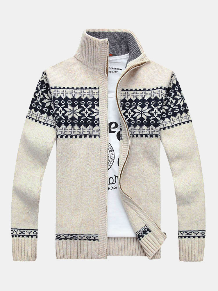 Teun | Kerstvest met geometrische print en rits