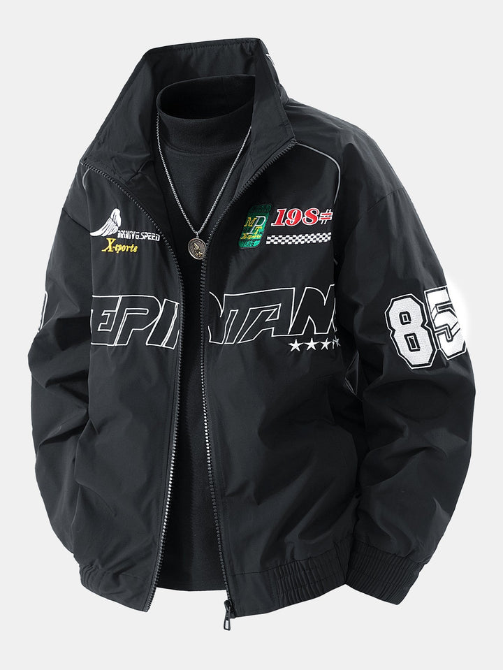 Mick | Geborduurd racing jack met relaxed fit