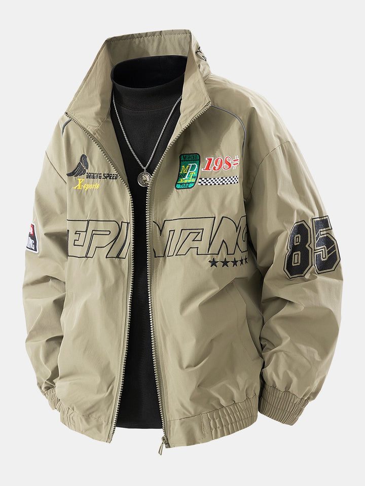 Mick | Geborduurd racing jack met relaxed fit