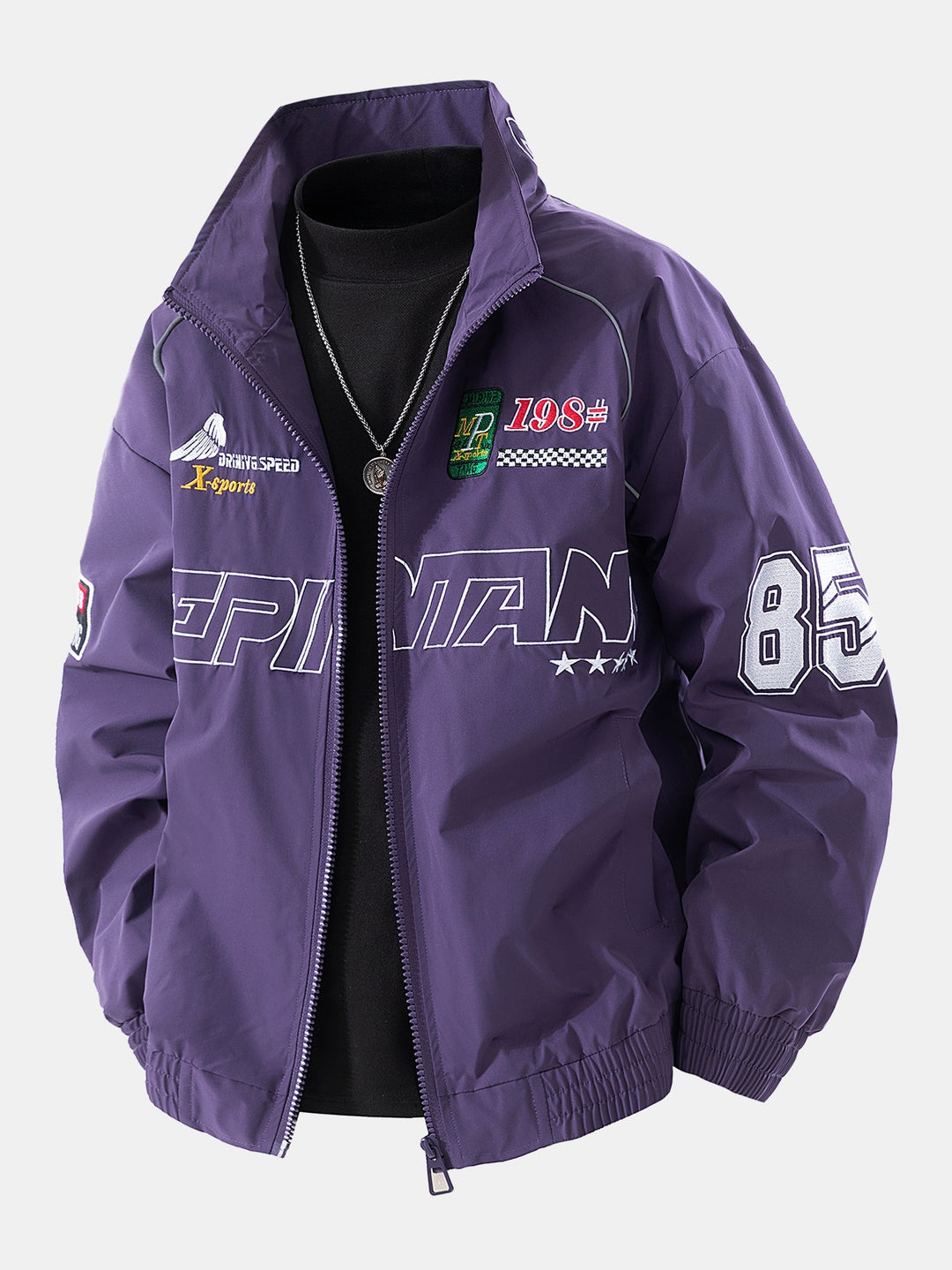 Mick | Geborduurd racing jack met relaxed fit