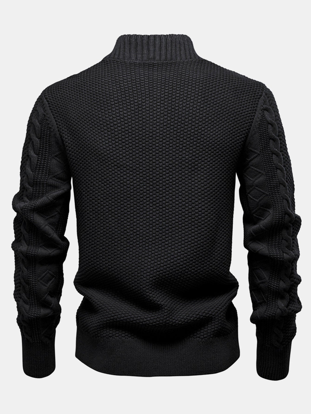 Abel | Jacquard kabeltrui met opstaande kraag en rits