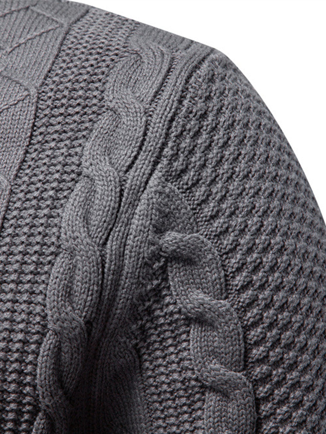 Abel | Jacquard kabeltrui met opstaande kraag en rits