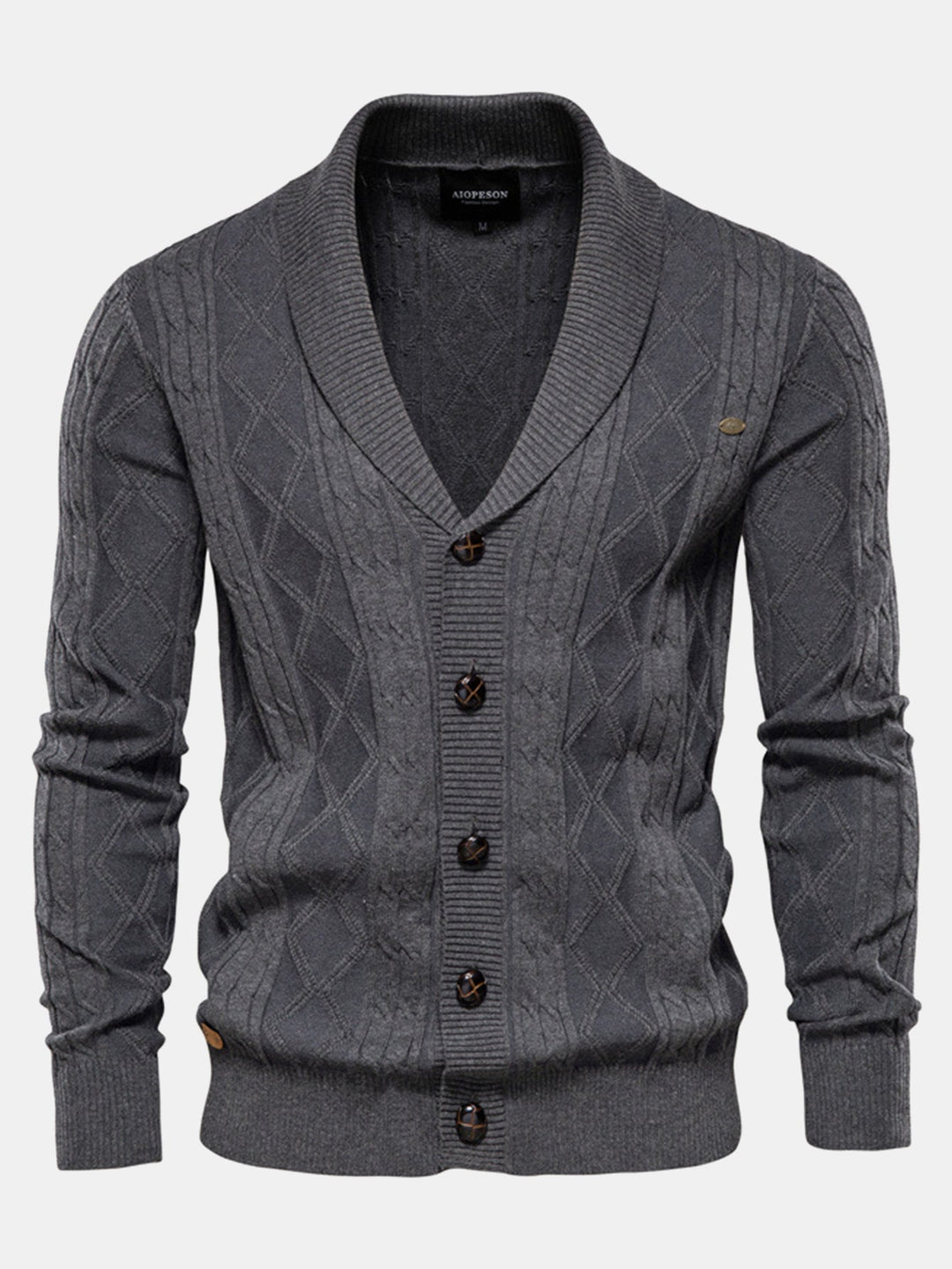 Sjoerd | Jacquardvest met geometrisch patroon en sjaalkraag