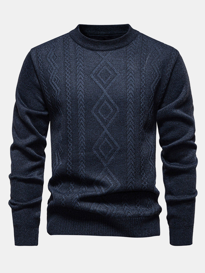 Geert | Jacquardtrui met geometrisch patroon en ronde hals