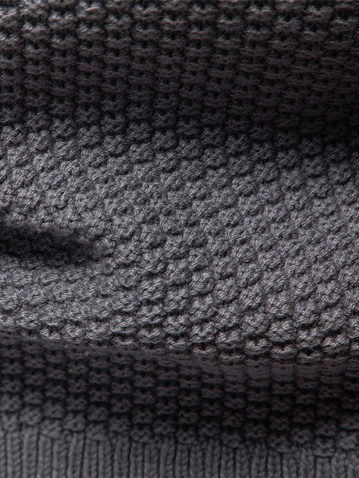 Abel | Jacquard kabeltrui met opstaande kraag en rits