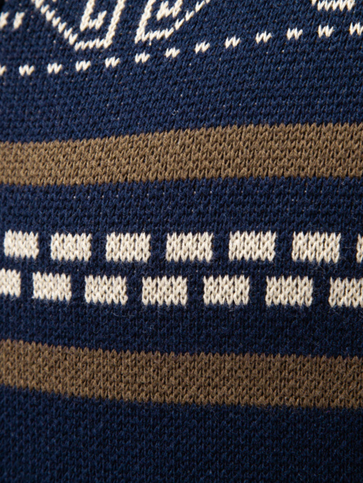 Diederik | Jacquardtrui met geometrisch motief, opstaande kraag en rits