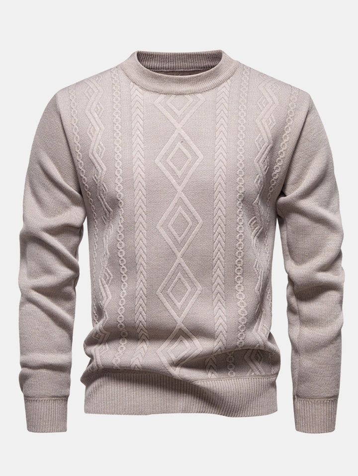 Geert | Jacquardtrui met geometrisch patroon en ronde hals