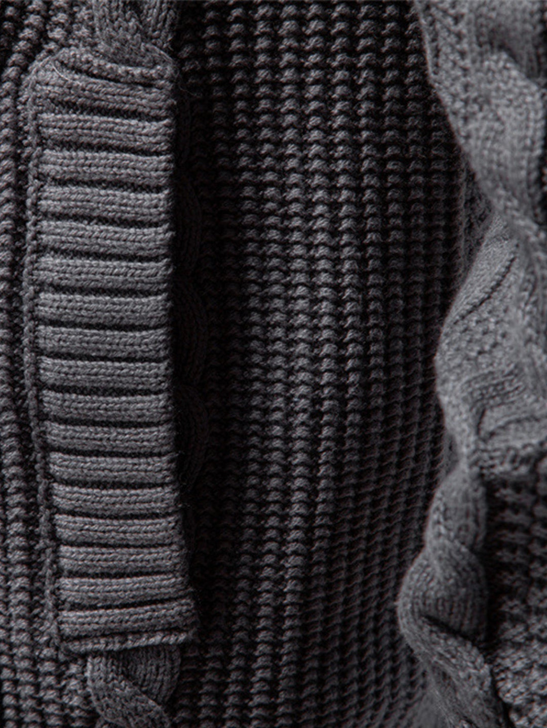 Abel | Jacquard kabeltrui met opstaande kraag en rits