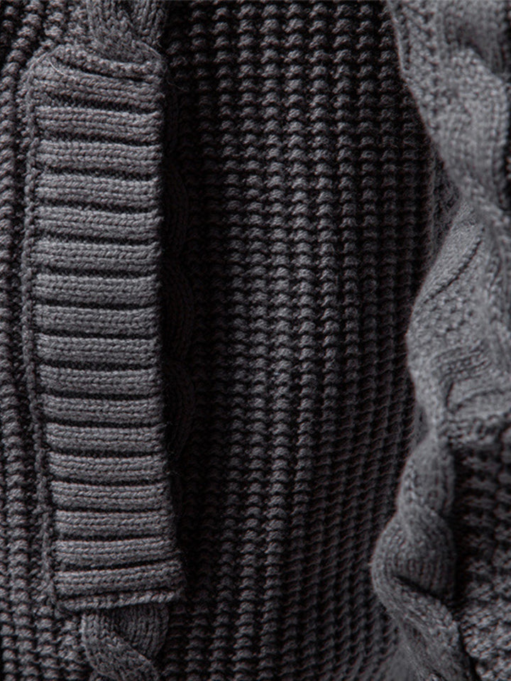 Abel | Jacquard kabeltrui met opstaande kraag en rits