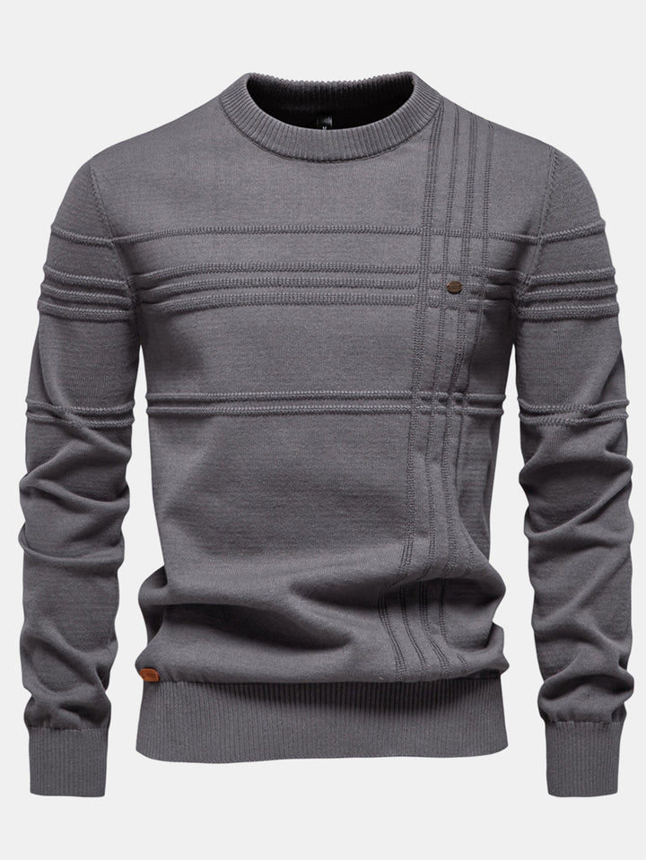 Paul | Gestreepte jacquardtrui met ronde hals