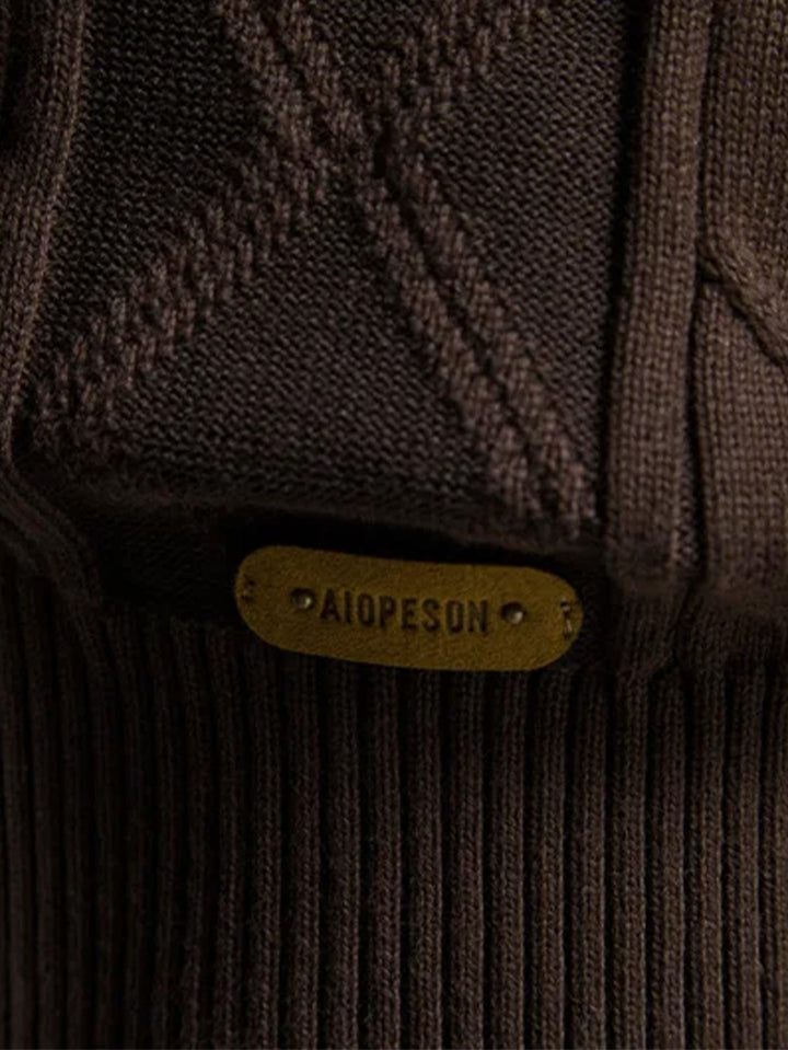 Sjoerd | Jacquardvest met geometrisch patroon en sjaalkraag