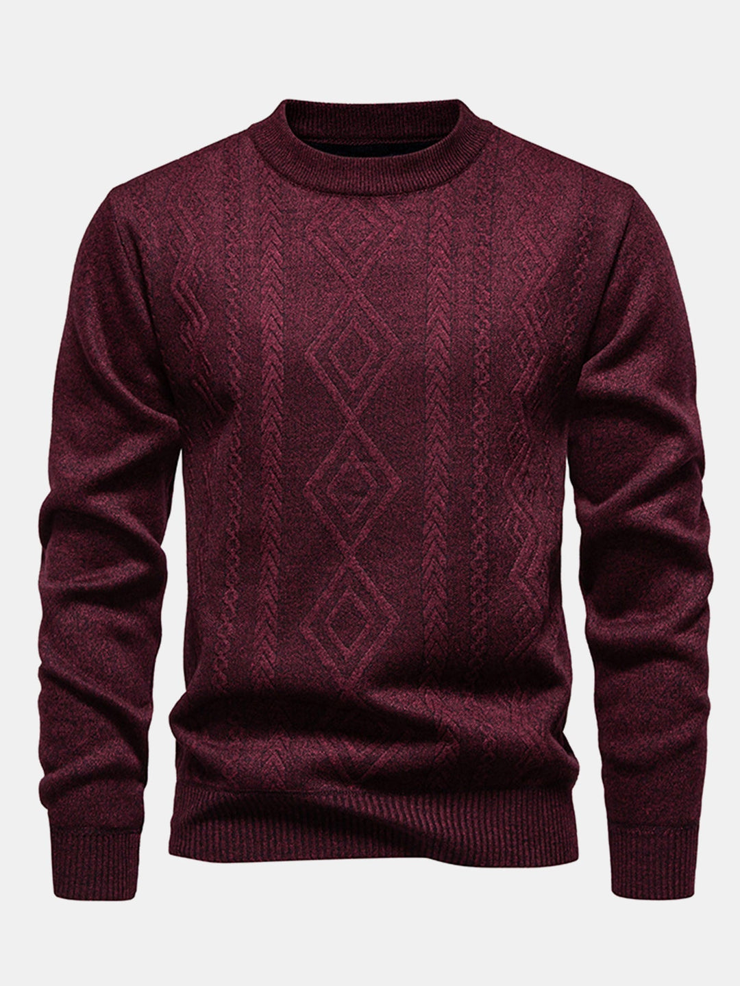 Geert | Jacquardtrui met geometrisch patroon en ronde hals