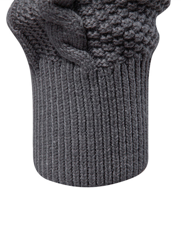 Abel | Jacquard kabeltrui met opstaande kraag en rits