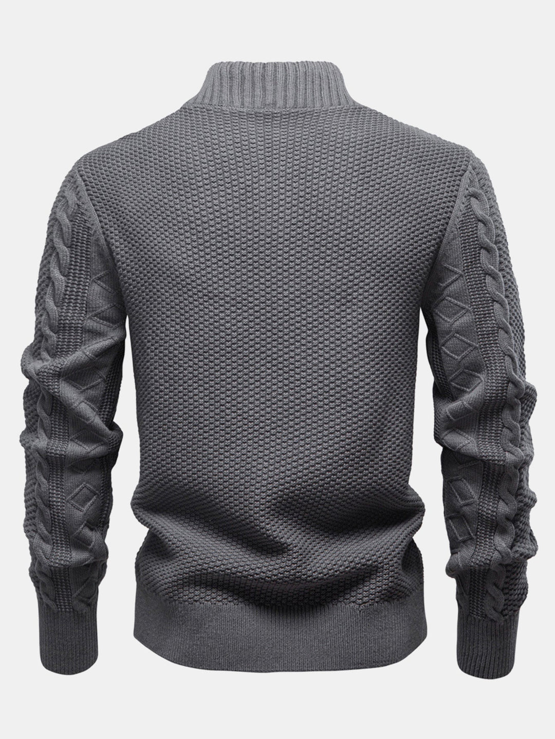 Abel | Jacquard kabeltrui met opstaande kraag en rits
