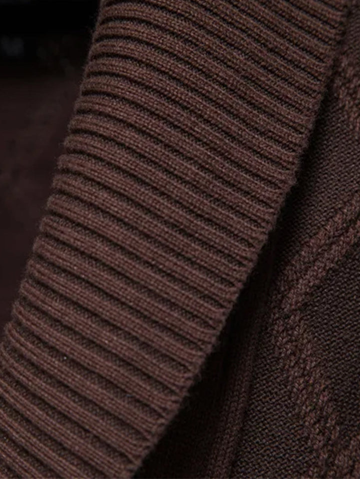 Sjoerd | Jacquardvest met geometrisch patroon en sjaalkraag