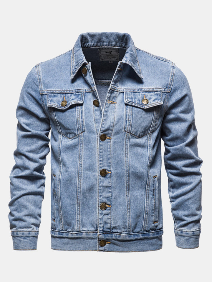 Cas | Gewassen denim jack met borstzakken