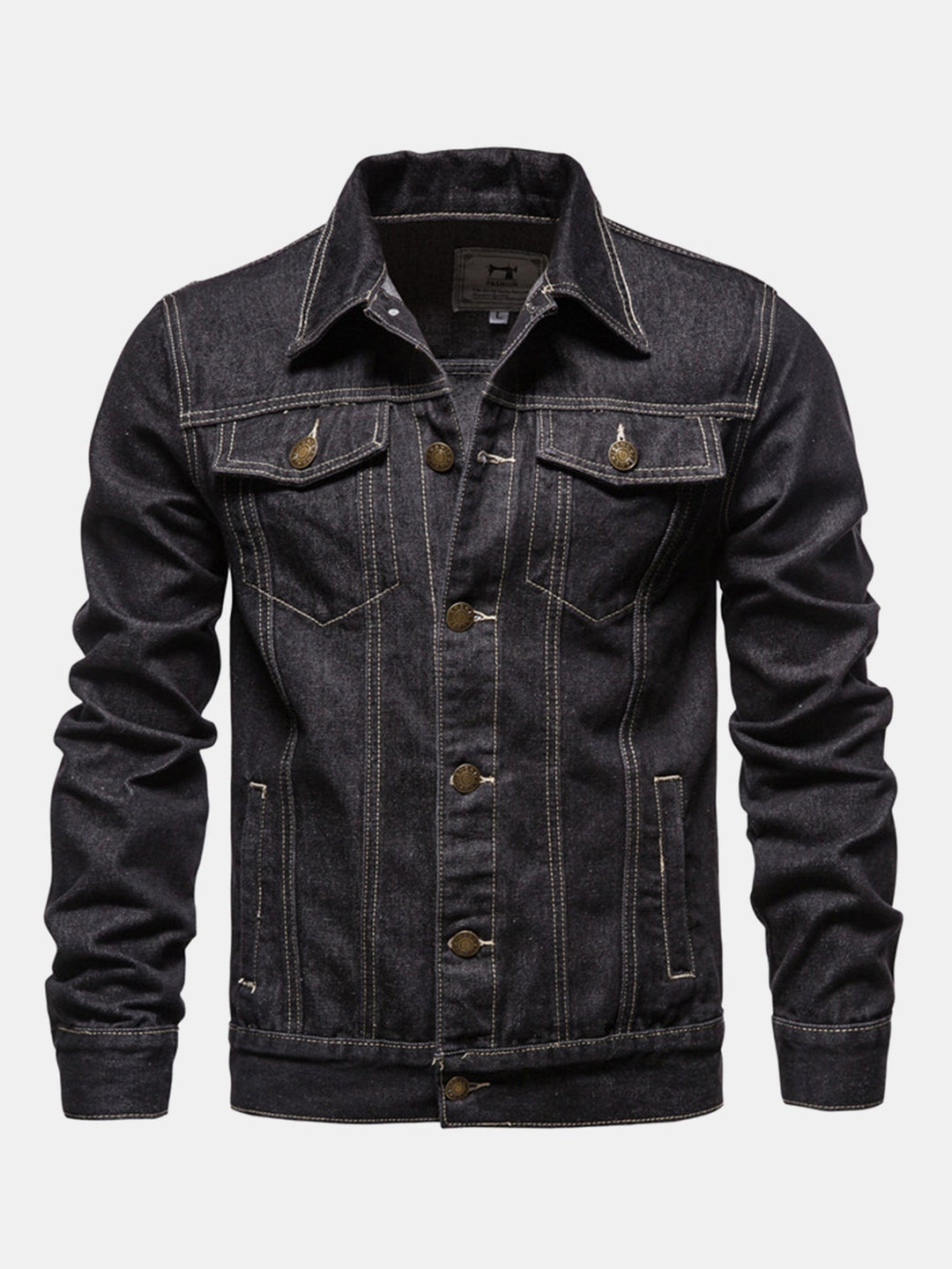 Cas | Gewassen denim jack met borstzakken