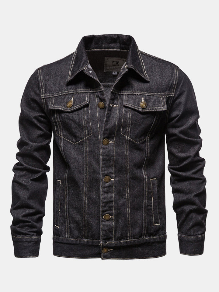 Cas | Gewassen denim jack met borstzakken