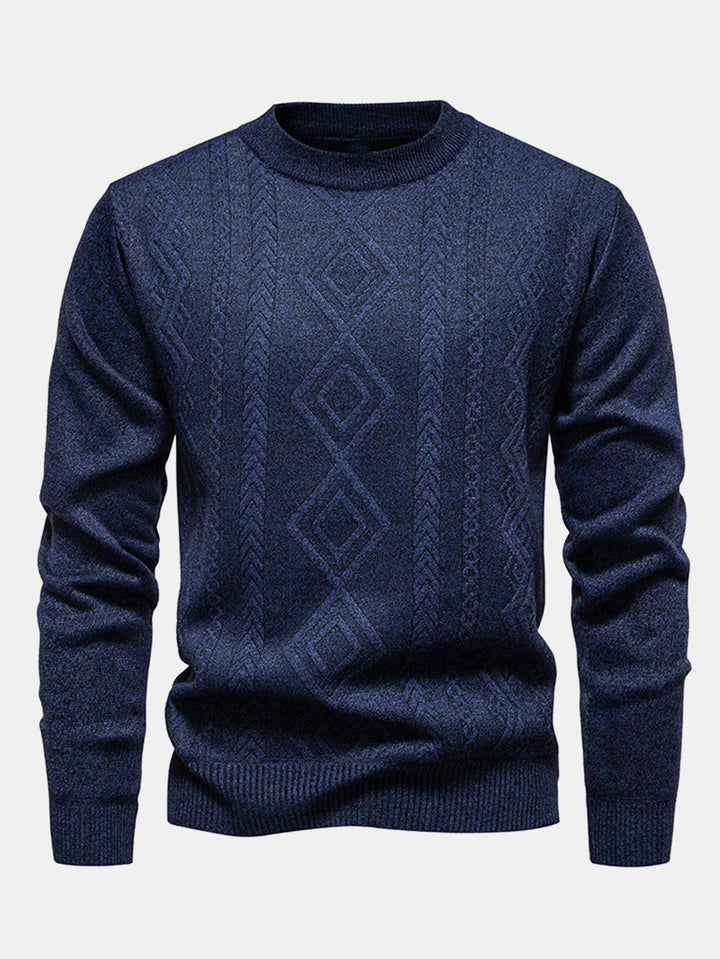 Geert | Jacquardtrui met geometrisch patroon en ronde hals