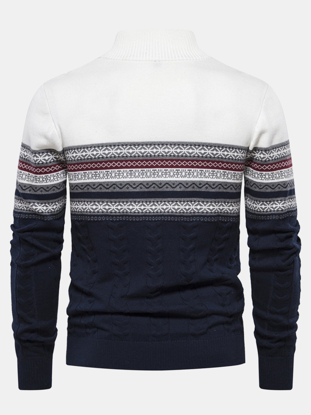 Sven | Jacquardtrui met contrastpatroon en korte rits