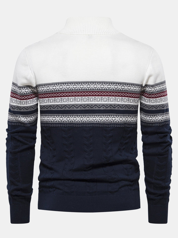 Sven | Jacquardtrui met contrastpatroon en korte rits