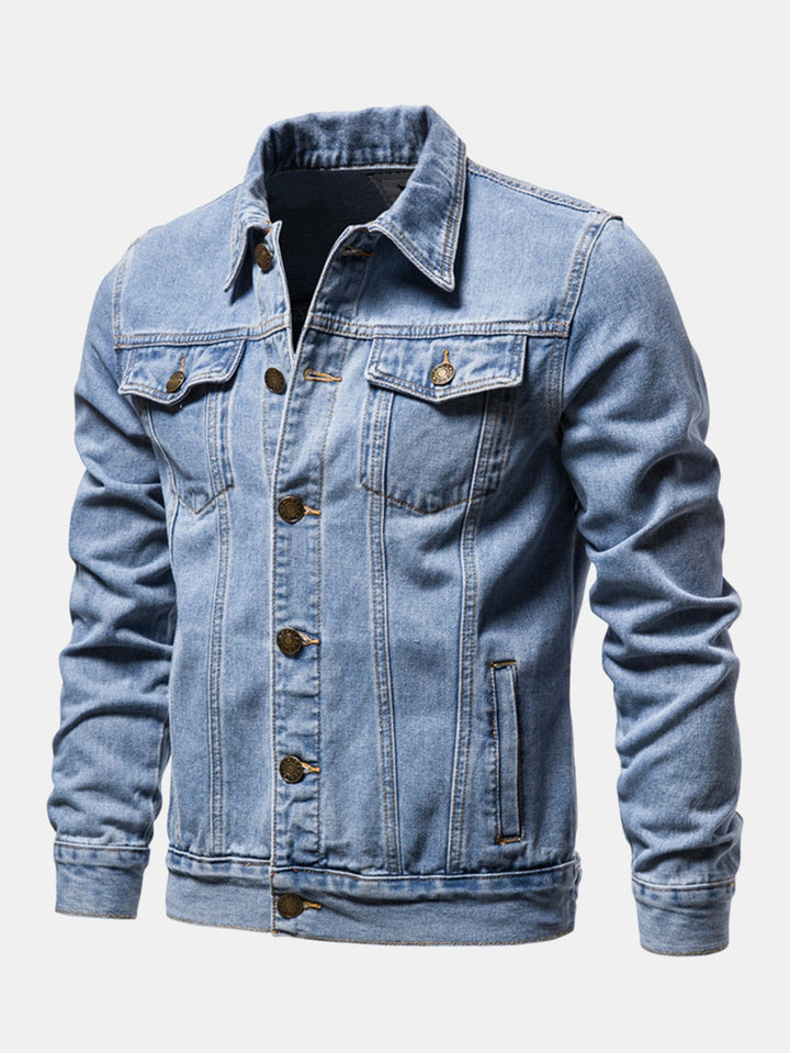 Cas | Gewassen denim jack met borstzakken