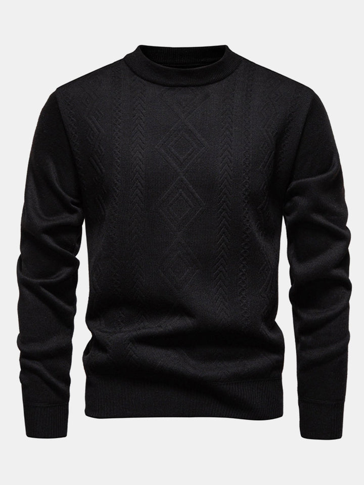 Geert | Jacquardtrui met geometrisch patroon en ronde hals