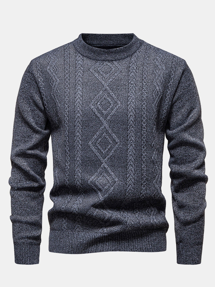 Geert | Jacquardtrui met geometrisch patroon en ronde hals