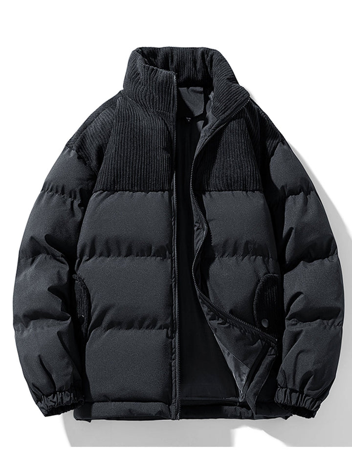 Levi | Corduroy puffer jas met patchwork