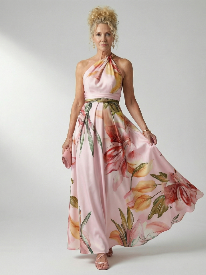 Anita | Maxi-jurk met Bloemenprint en Bindceintuur