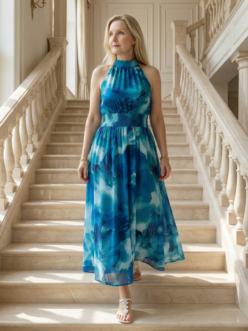 Esther | Maxi-jurk met Batikprint in Geel