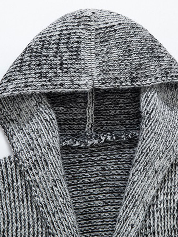 Sebastiaan | Lang gebreid vest met capuchon