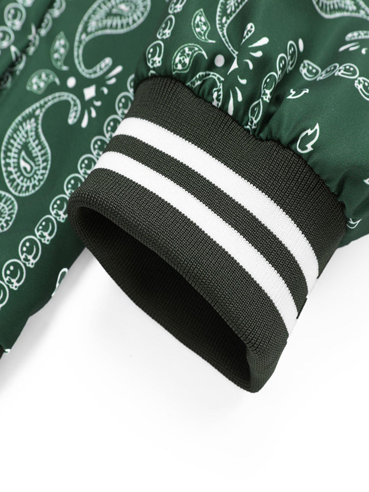 Boaz | Baseball jack met paisleyprint en staande kraag