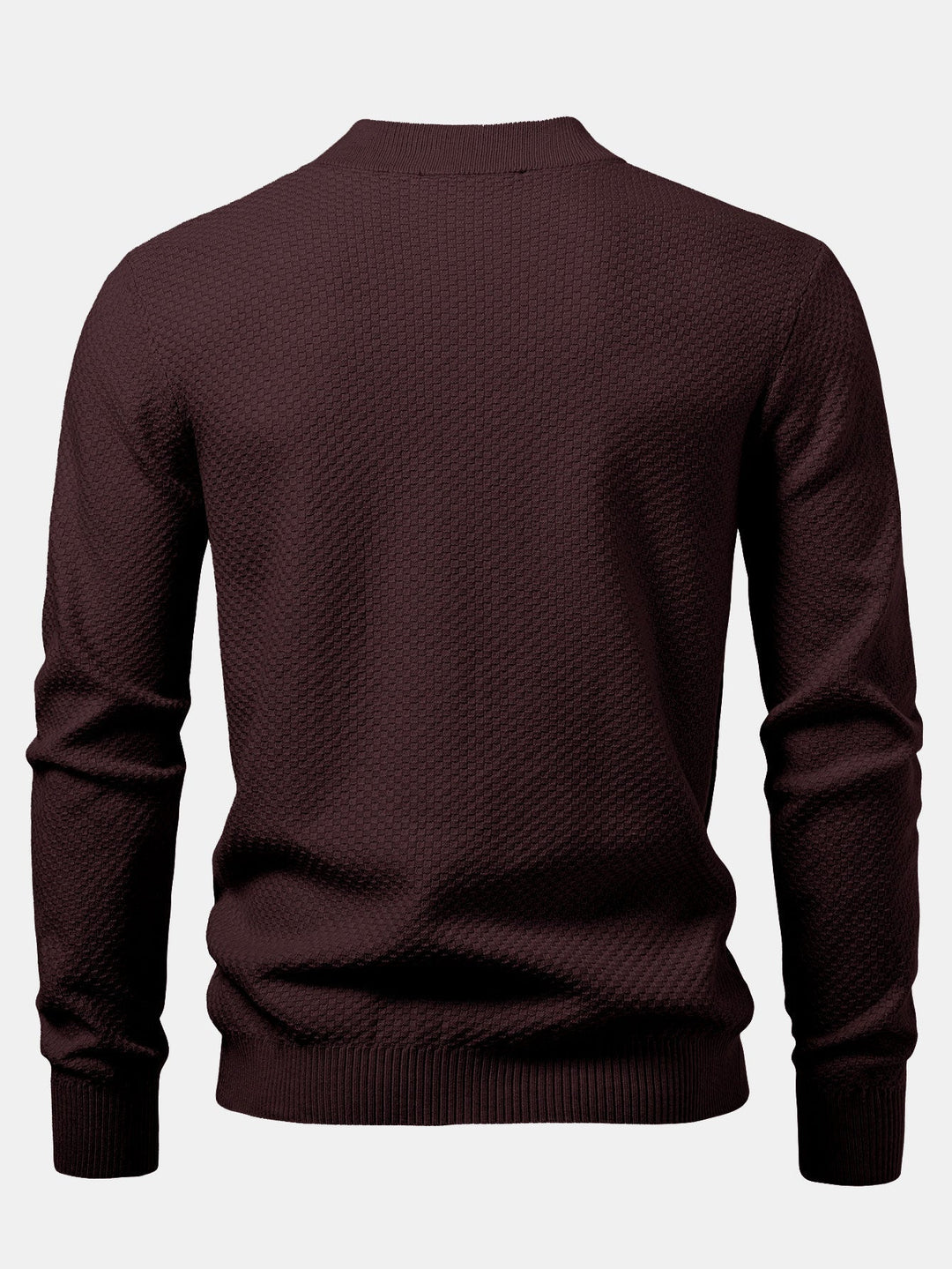 Checkerboard Textured Mock Neck Sweater