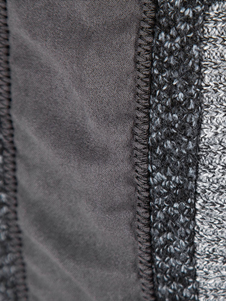 Hein | Trui met rits en patchwork van imitatiesuède