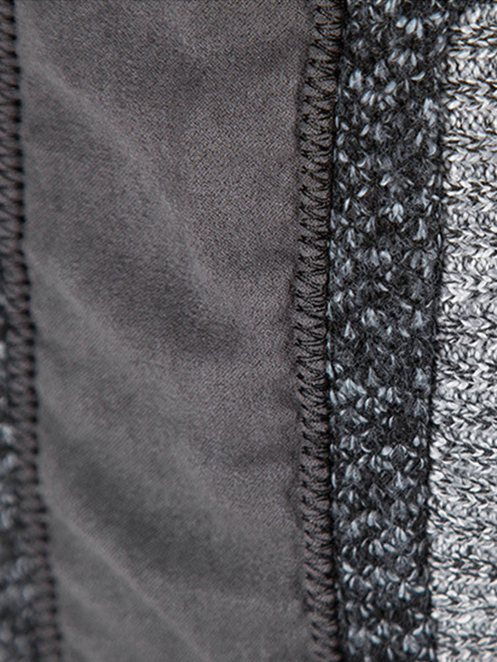 Hein | Trui met rits en patchwork van imitatiesuède