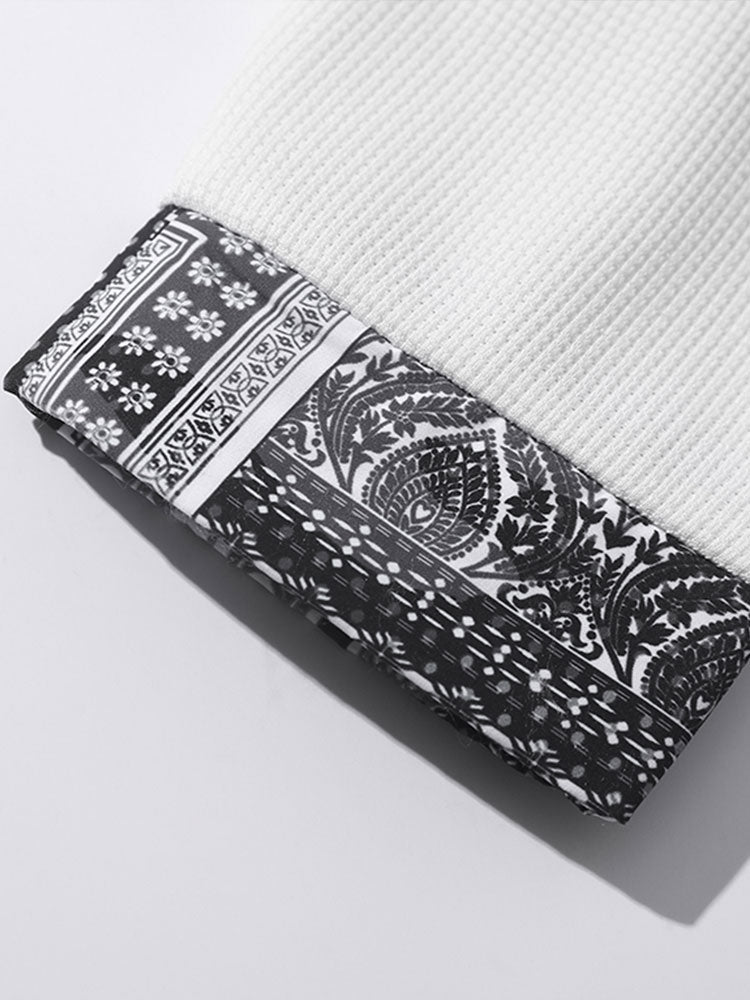 Hein | Sweater met paisleypanelen en wafelstructuur