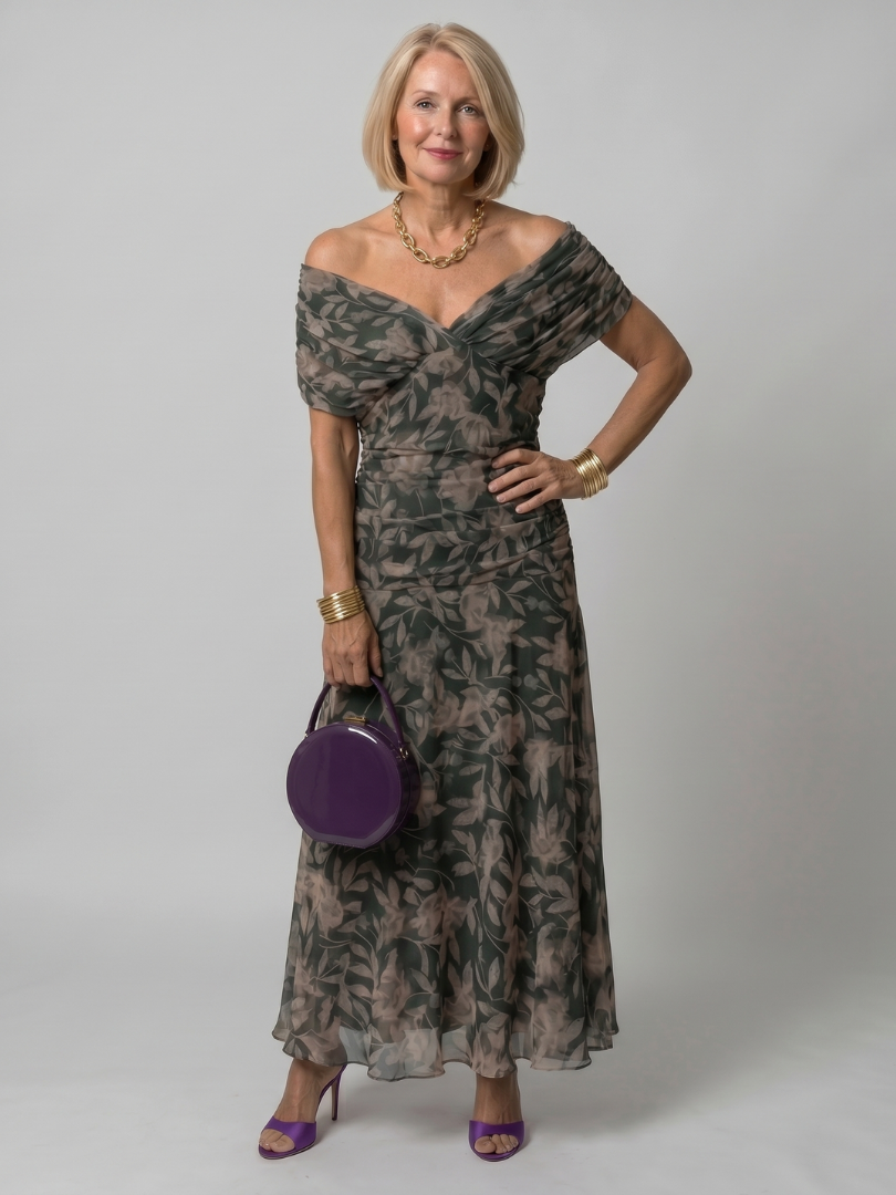 Patricia | Midi-jurk met Bloemenprint in Paars