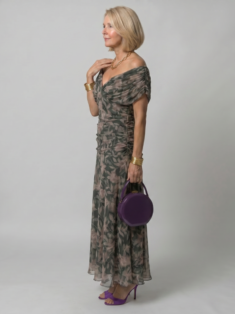 Patricia | Midi-jurk met Bloemenprint in Paars
