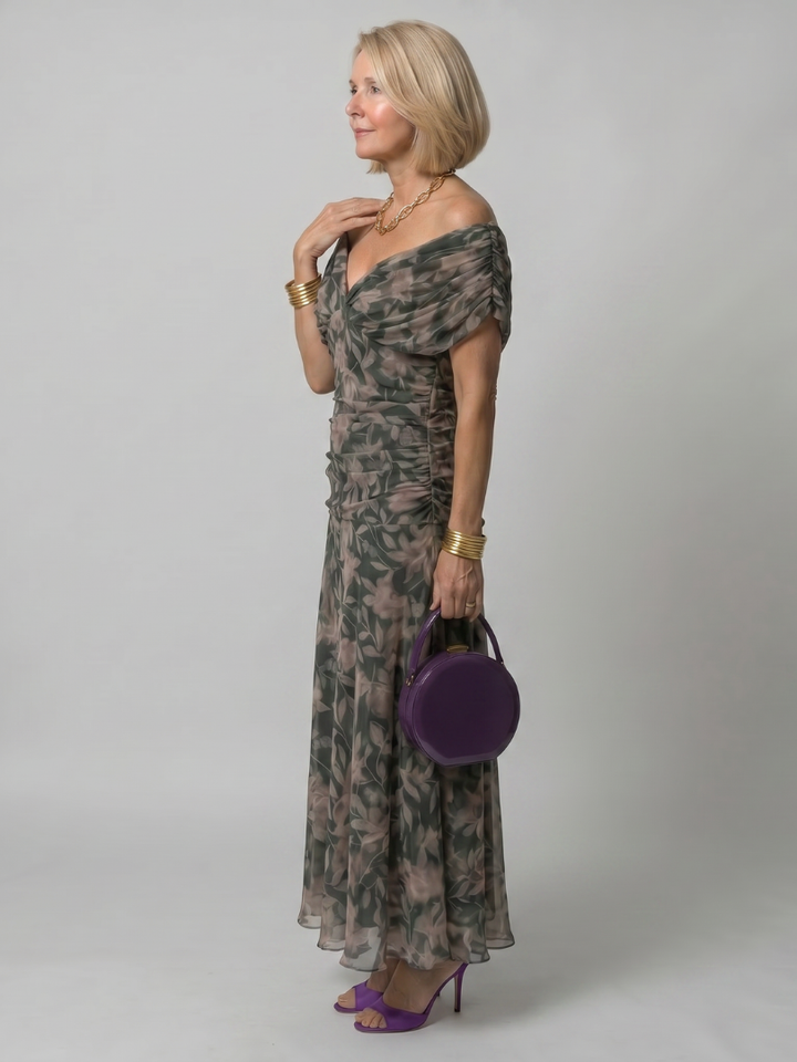 Patricia | Midi-jurk met Bloemenprint in Paars
