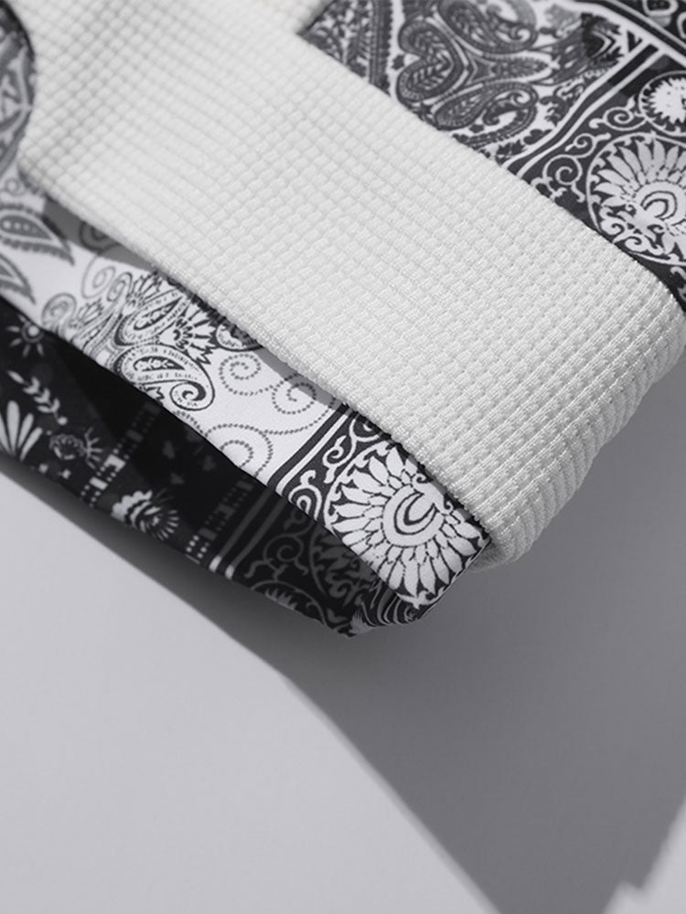 Hein | Sweater met paisleypanelen en wafelstructuur