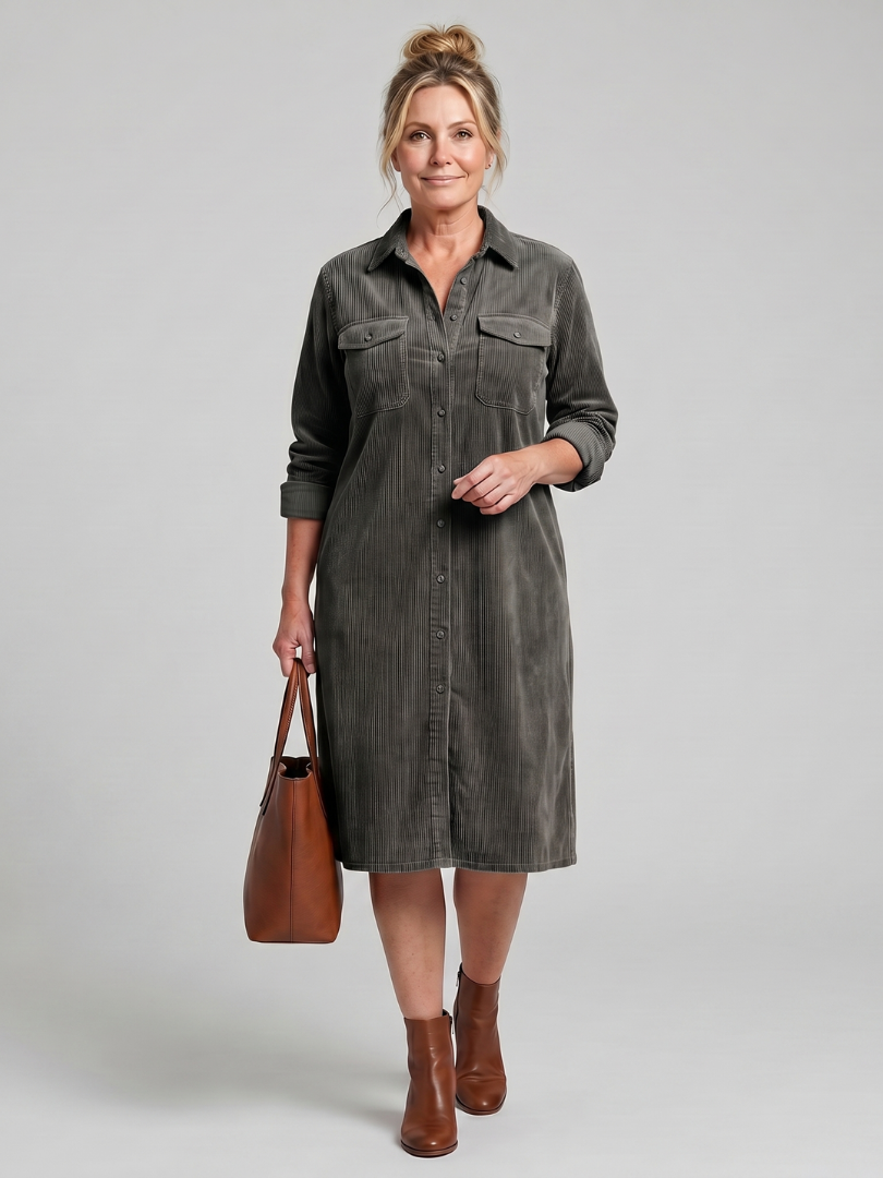 Marlies | Blousejurk in Camel met Ribstructuur