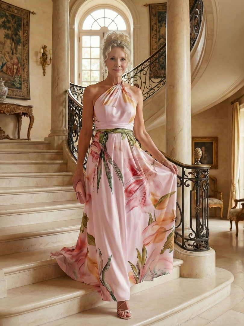 Anita | Maxi-jurk met Bloemenprint en Bindceintuur