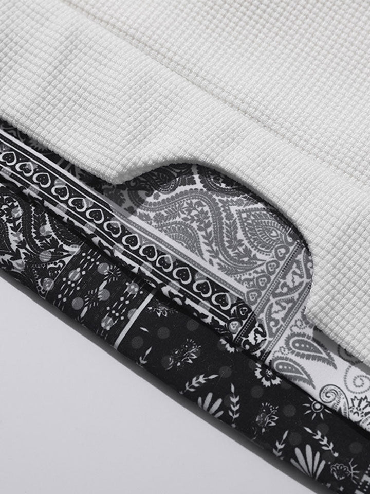Hein | Sweater met paisleypanelen en wafelstructuur