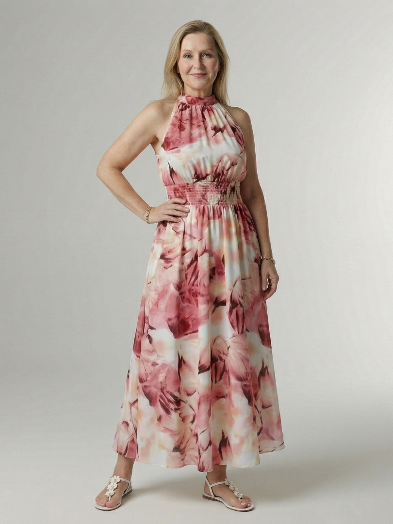Esther | Maxi-jurk met Batikprint in Geel