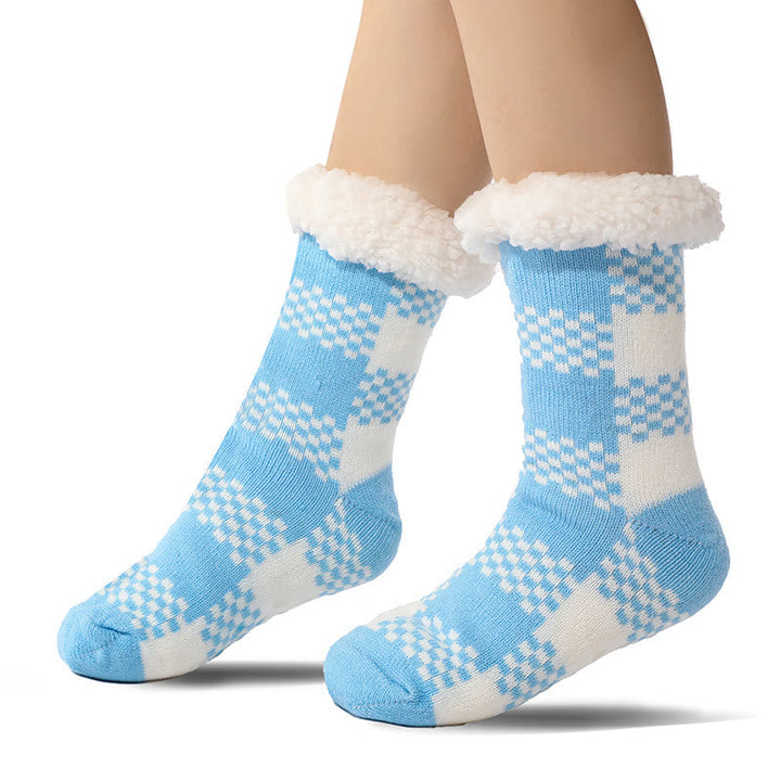 Monique | Geruite fleece huissokken