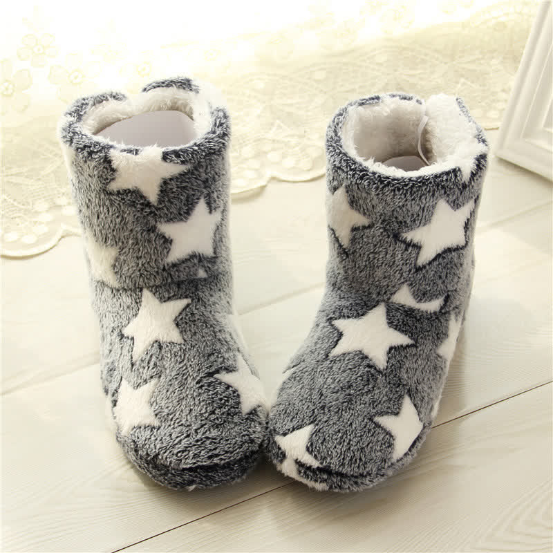 Ilse | Fleece huissokken met sterren en pompon