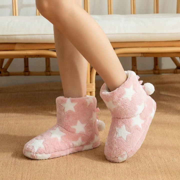 Ilse | Fleece huissokken met sterren en pompon