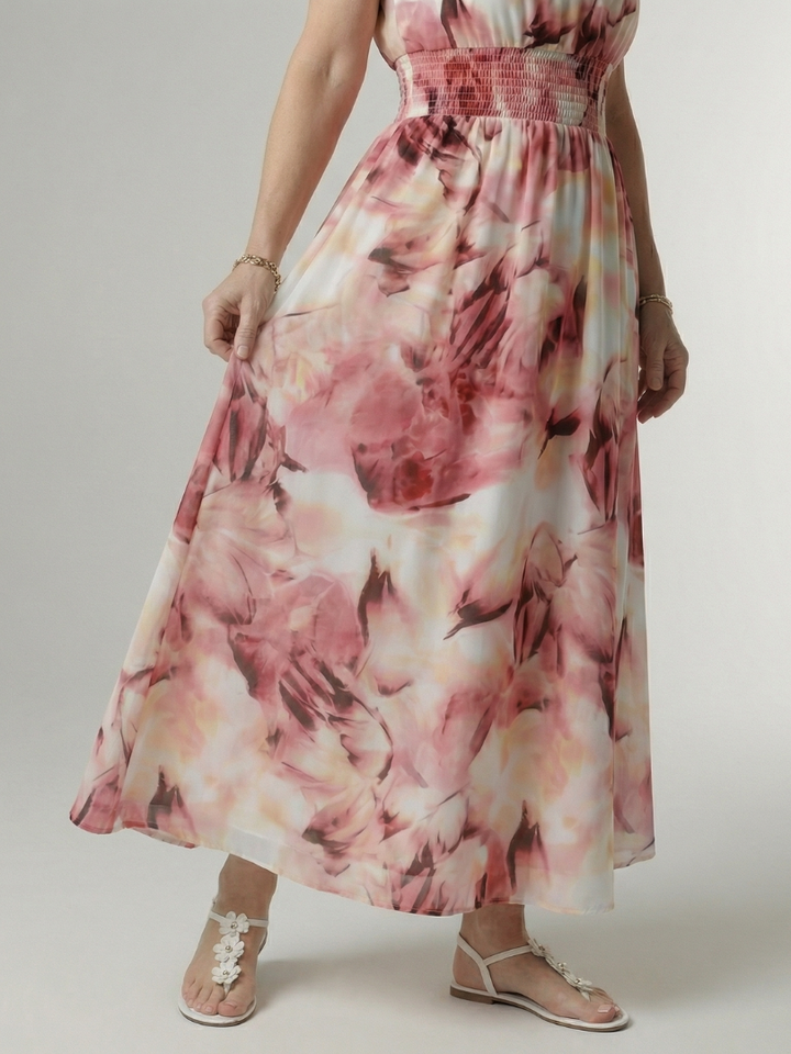 Esther | Maxi-jurk met Batikprint in Geel
