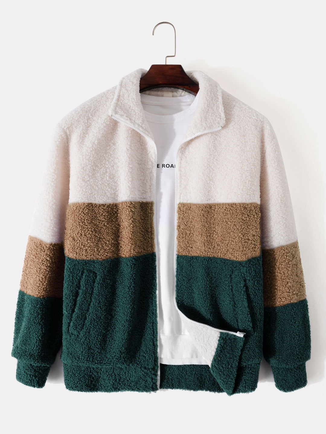Casper | Teddyfleece jas met kleurblokken en rits